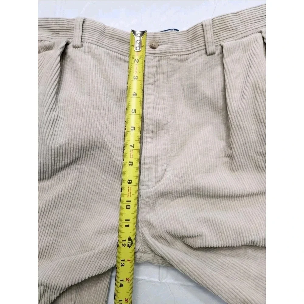 Polo Ralph Lauren Andrew Pants Mens 38x32 Beige Corduroy Cords Two Pleat VTG
